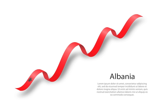 Zwaaiend lint of spandoek met vlag van albanië