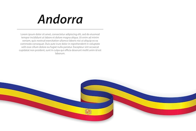 Zwaaiend lint of spandoek met vlag van andorra sjabloon voor onafhankelijkheidsdag posterontwerp