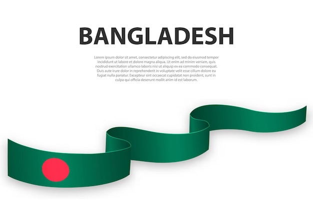 Zwaaiend lint of spandoek met vlag van Bangladesh Sjabloon voor posterontwerp voor onafhankelijkheidsdag