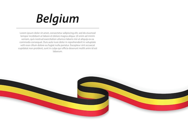 Zwaaiend lint of spandoek met vlag van België Sjabloon voor onafhankelijkheidsdag posterontwerp