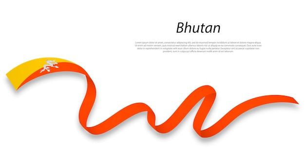 Zwaaiend lint of spandoek met vlag van Bhutan