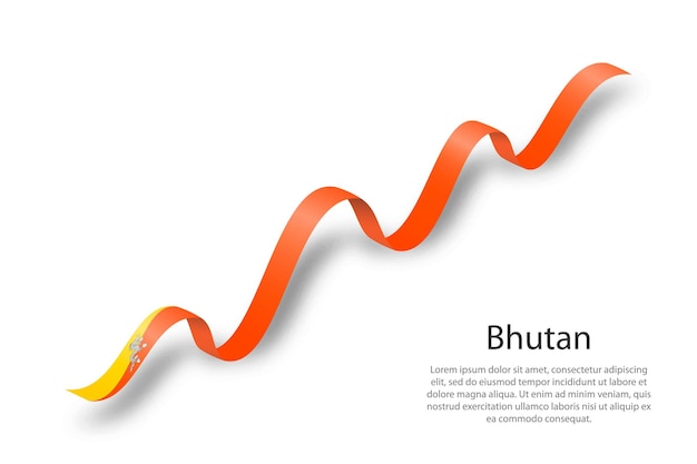 Zwaaiend lint of spandoek met vlag van bhutan