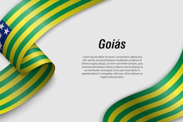 Zwaaiend lint of spandoek met vlag van de staat Goias, Brazilië Sjabloon voor posterontwerp