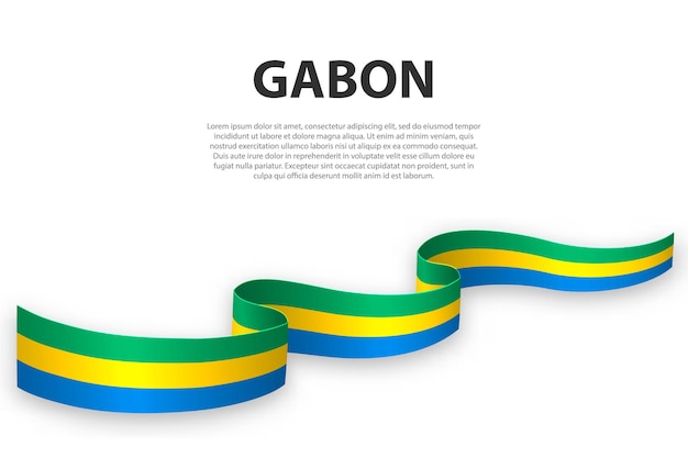 Zwaaiend lint of spandoek met vlag van Gabon Sjabloon voor posterontwerp voor onafhankelijkheidsdag