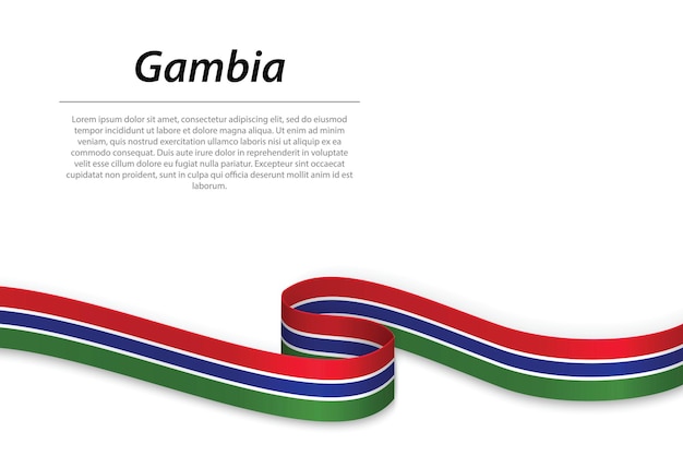 Zwaaiend lint of spandoek met vlag van gambia sjabloon voor posterontwerp voor onafhankelijkheidsdag