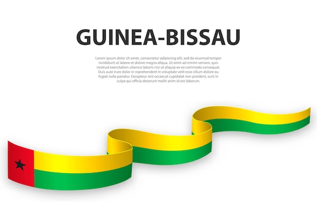 Zwaaiend lint of spandoek met vlag van Guinee-Bissau-sjabloon voor posterontwerp voor onafhankelijkheidsdag