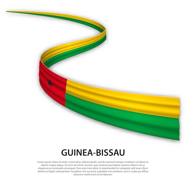 Zwaaiend lint of spandoek met vlag van guinee-bissau