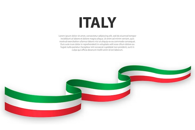 Zwaaiend lint of spandoek met vlag van italië sjabloon voor posterontwerp voor onafhankelijkheidsdag