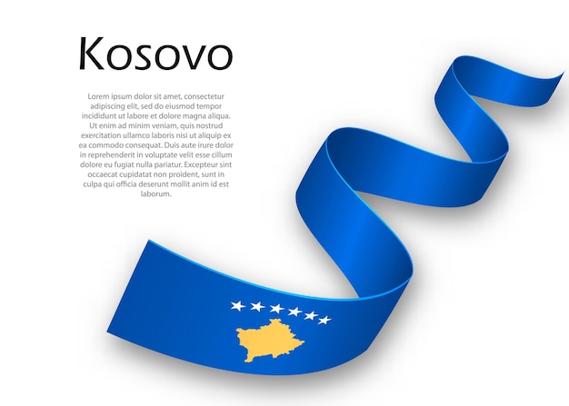 Zwaaiend lint of spandoek met vlag van kosovo. sjabloon voor posterontwerp voor onafhankelijkheidsdag