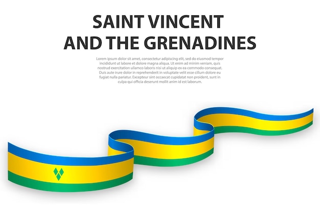 Zwaaiend lint of spandoek met vlag van Saint Vincent en de Grenadines sjabloon voor onafhankelijkheidsdag posterontwerp