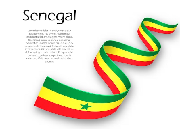 Zwaaiend lint of spandoek met vlag van Senegal. Sjabloon voor posterontwerp voor onafhankelijkheidsdag