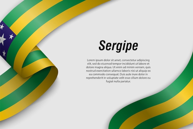 Zwaaiend lint of spandoek met vlag van sergipe staat van brazilië sjabloon voor posterontwerp