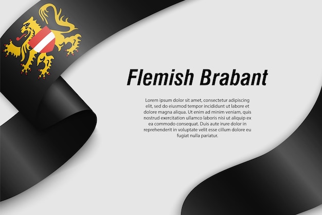 Zwaaiend lint of spandoek met vlag van vlaams-brabant provincie van belgië sjabloon voor posterontwerp