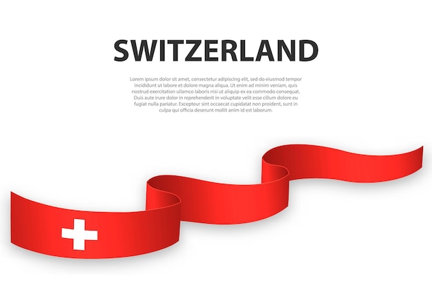 Zwaaiend lint of spandoek met vlag van Zwitserland Sjabloon voor posterontwerp voor onafhankelijkheidsdag