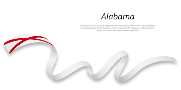 Zwaaiend lint of streep met vlag van Alabama