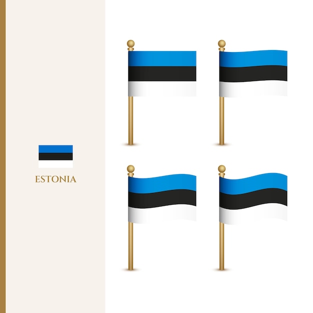 Zwaaiende vlaggen van Estland 3D-vector illustratie vlag van Estland