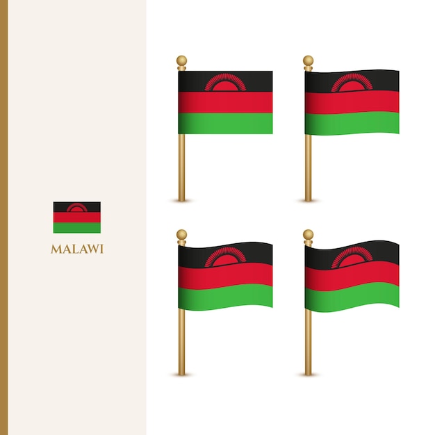 Zwaaiende vlaggen van malawi 3d vector illustratie vlag van malawi