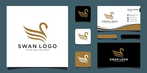 Zwaan logo pictogram vector illustratie ontwerpsjabloon met visitekaartje ontwerp premium vector