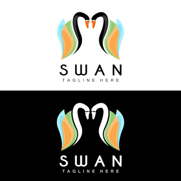 Zwaan logo vogel dier ontwerp eend logo product merk label vector