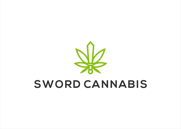 zwaard cannabis logo vector ontwerpsjabloon