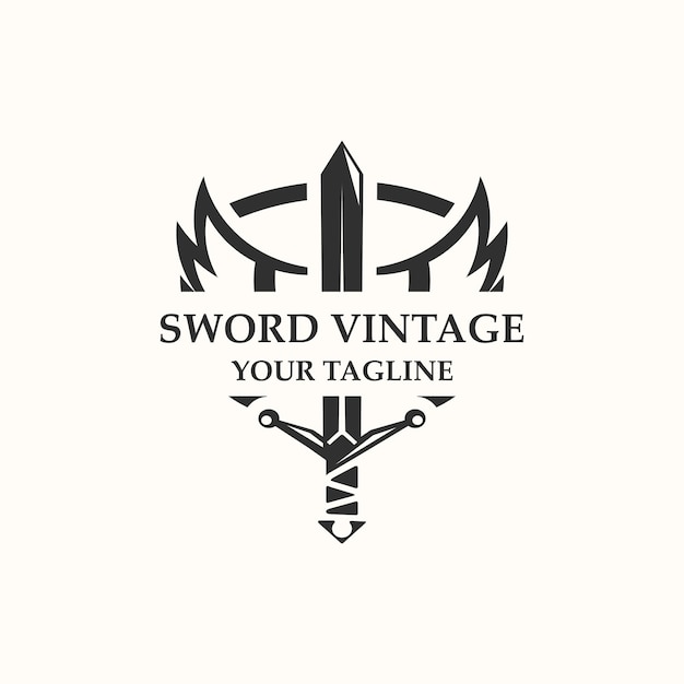 Zwaard vintage logo ontwerp illustratie zwaard element kan worden gebruikt als logo pictogram sjabloon wapenschild concept