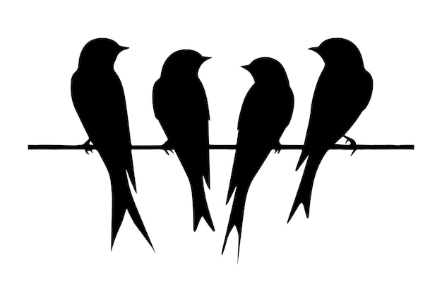Zwaluwen in silhouet