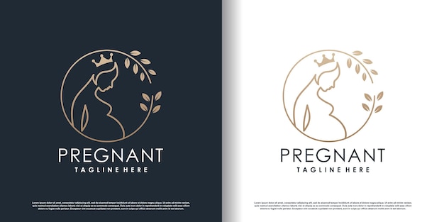 Zwanger logo-ontwerp met moderne unieke stijl Premium Vector