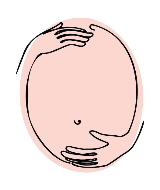 Zwangere buik getekend in lijnkunststijl