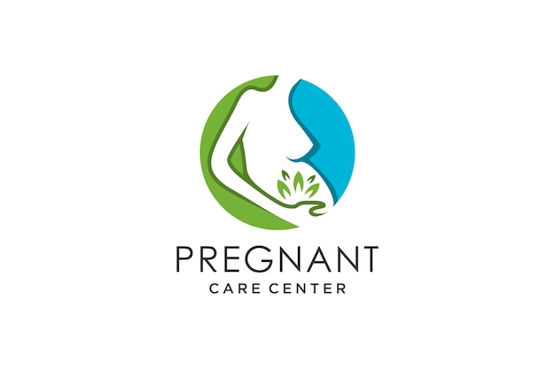 Zwangere vrouw logo-ontwerp met modern uniek concept