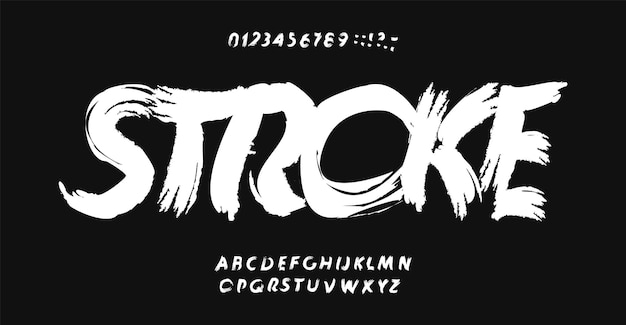 Zware handgetekende alfabet grunge penseel letters gedurfde expressieve strepen lettertype voor opstandige streetwear