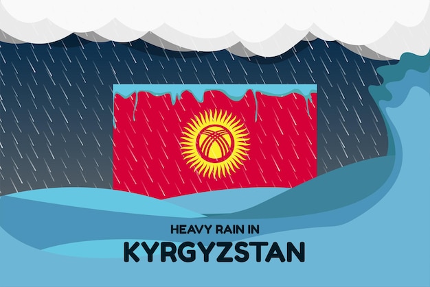 Zware regenval in Kirgizië banner regenachtige dag en winterconcept koud weer overstroming en neerslag