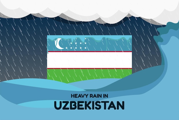 Zware regenval in Oezbekistan banner regenachtige dag en winterconcept koud weer overstroming en neerslag