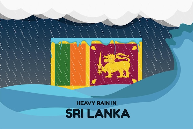 Zware regenval in Sri Lanka banner regenachtige dag en winterconcept koud weer overstroming en neerslag