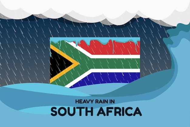 Zware regenval in Zuid-Afrika banner regenachtige dag winter concept koud weer overstroming en neerslag