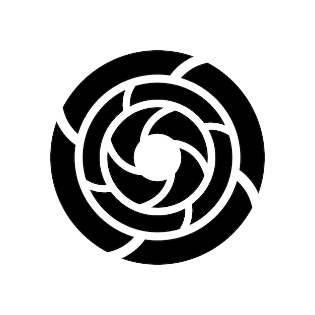 Zwart Abstract Ronde Whirlpool Icon op een witte achtergrond