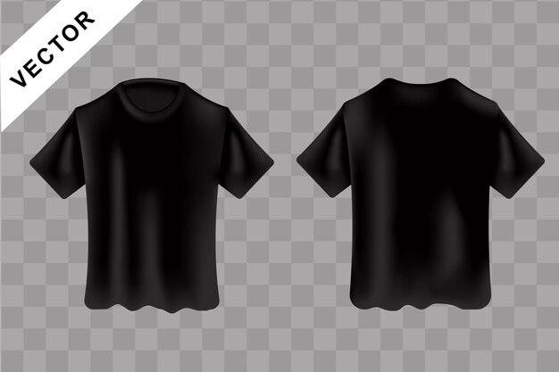 Zwart blanco t-shirt realistische mockup voor- en achterkant korte mouw