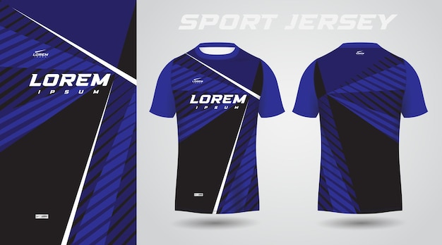 Zwart blauw t-shirt sport jersey ontwerp