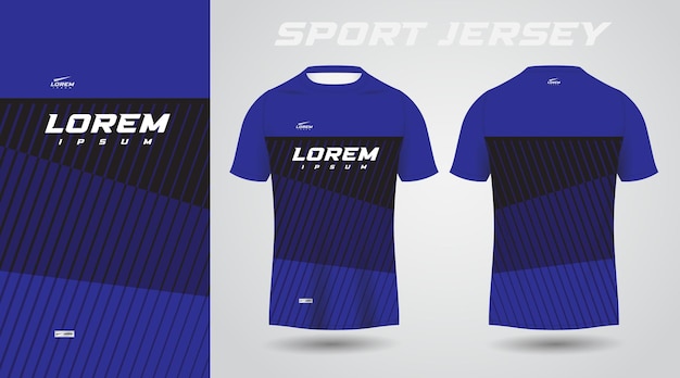 Zwart blauw t-shirt sport jersey ontwerp