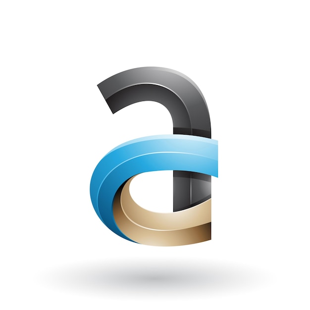 Zwart en blauw 3d vet curvy letter een vectorillustratie