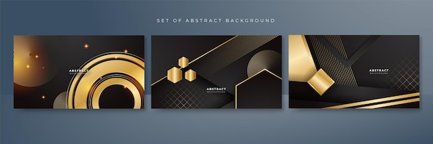 Zwart en goud geometrische vormen luxe abstracte achtergrond