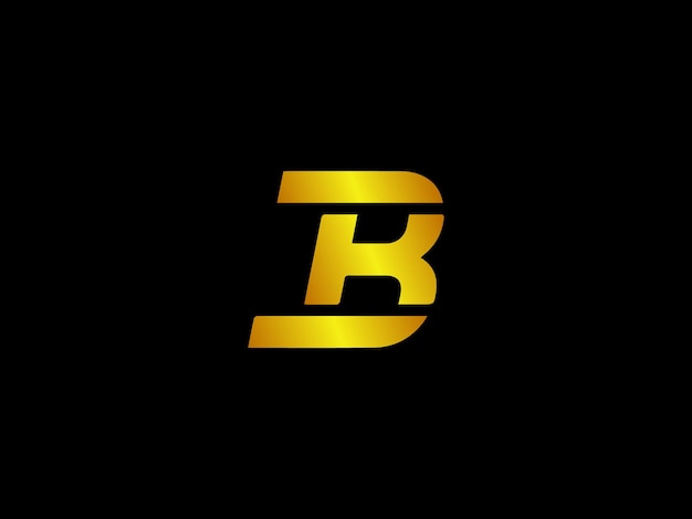 Vector zwart en goud logo met de letter b op een zwarte achtergrond