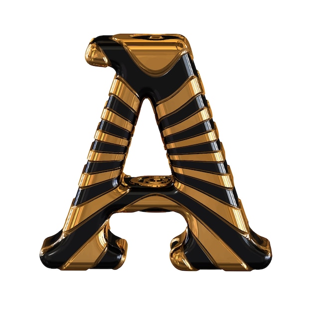 Vector zwart en goud symbool met bandjes letter a