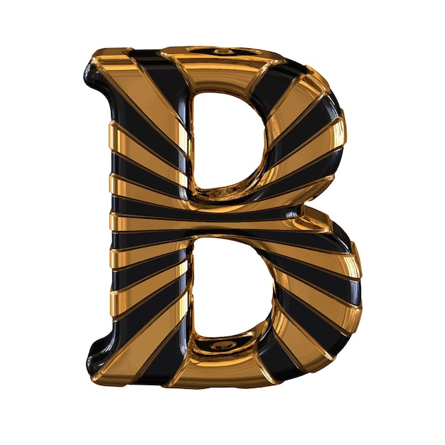 Zwart en goud symbool met bandjes letter b