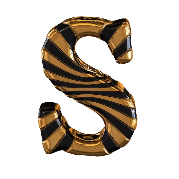 Zwart en goud symbool met bandjes letter s