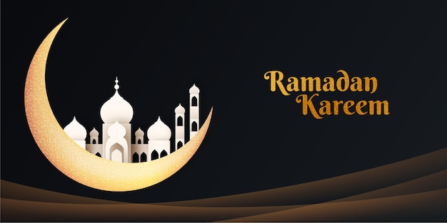 zwart en gouden Gratis vector eid mubarak ramadan seizoen festival groet ontwerp banner achtergrond