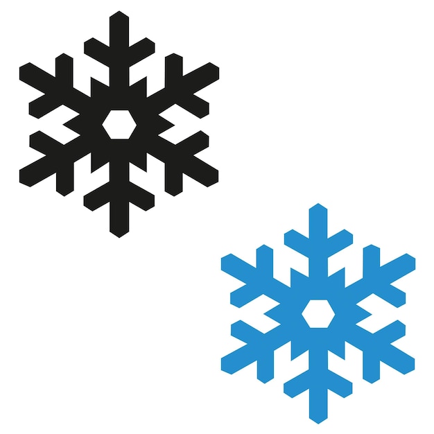 Zwart en lichtblauw sneeuwvlokpictogram op een witte achtergrond