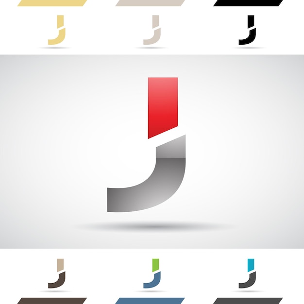 Zwart en rood glanzend abstract logo icoon van gesplitste letter J