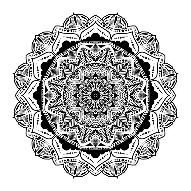 Zwart en wit mandala