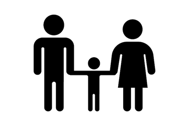 Zwart familiepictogram Liefdepictogram. Vector illustratie.