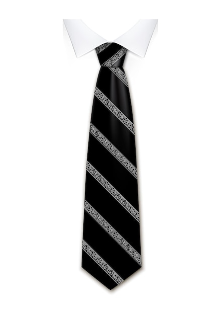 Zwart gestreepte stropdas pictogram Realistische illustratie van zwart gestreepte stropdas vector pictogram voor webdesign geïsoleerd op een witte achtergrond